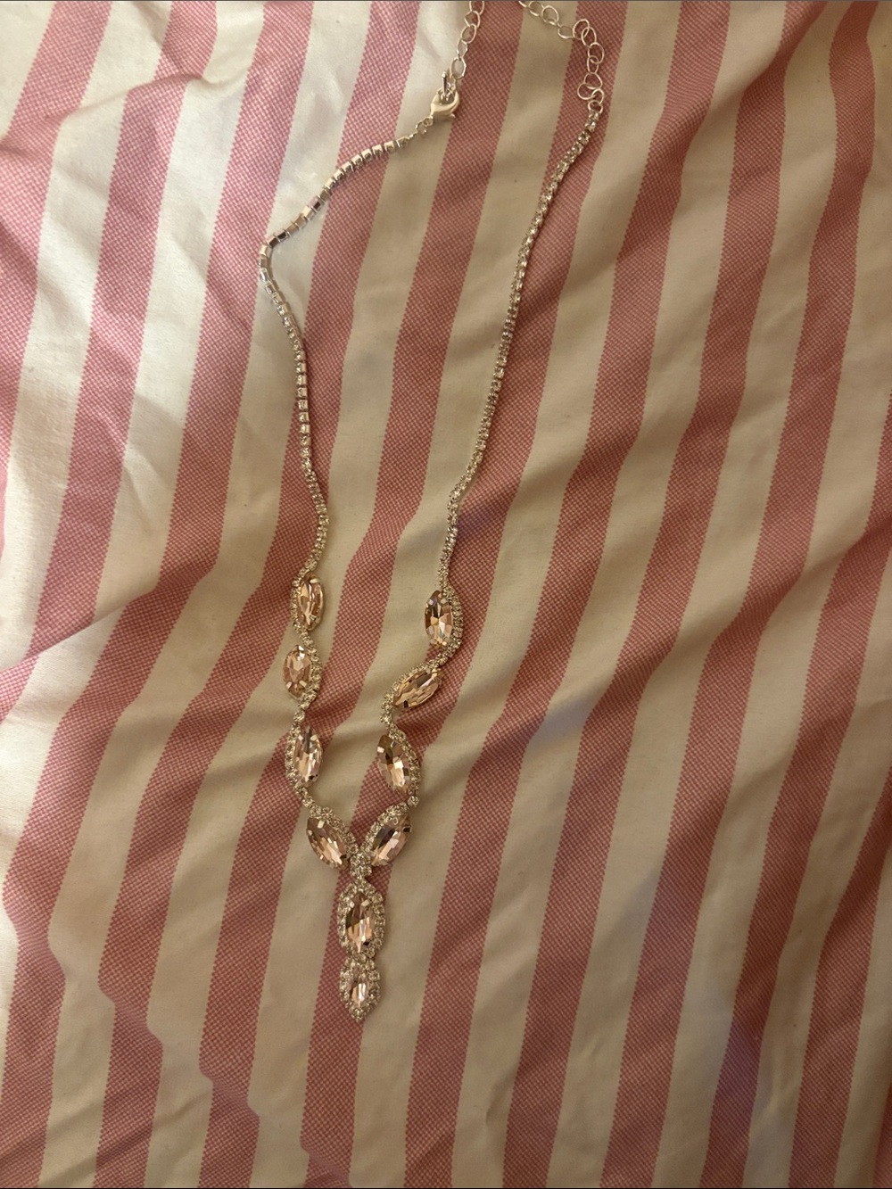 Rose Crystal Teardrop Pendant Necklace - Women Jewelry